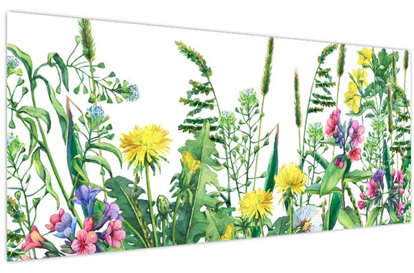 Tablou - Flori de pajiște pictate (120x50 cm)
