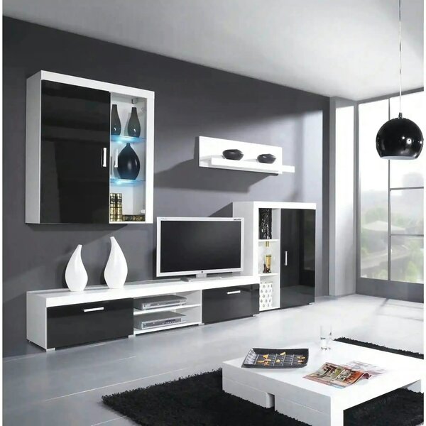 Dulap SAMBA REG-3, alb/negru, PAL laminat, cu o usa, 90x35x114 cm