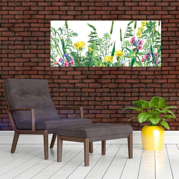 Tablou - Flori de pajiște pictate (120x50 cm)