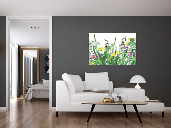 Tablou - Flori de pajiște pictate (90x60 cm)