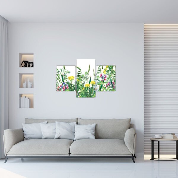 Tablou - Flori de pajiște pictate (90x60 cm)