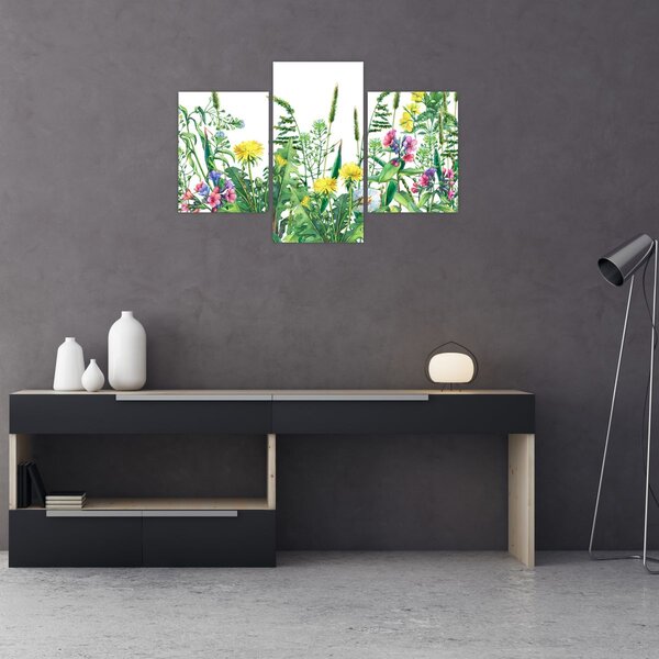 Tablou - Flori de pajiște pictate (90x60 cm)
