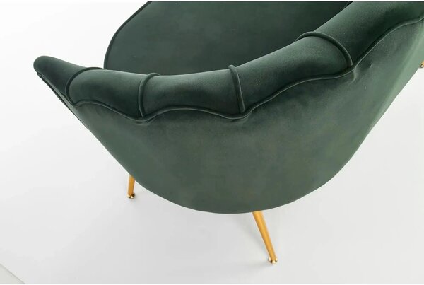 Canapea AMORINITO XL, verde/auriu, stofa catifelata, 131x77x77 cm