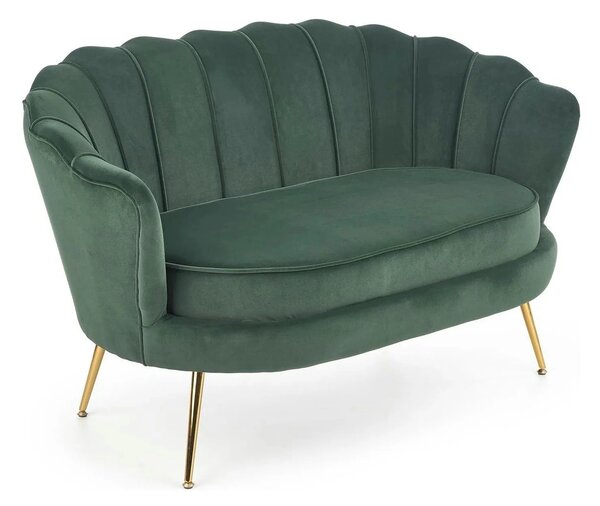 Canapea AMORINITO XL, verde/auriu, stofa catifelata, 131x77x77 cm