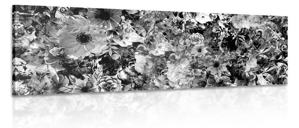 Tablou flori în design alb-negru