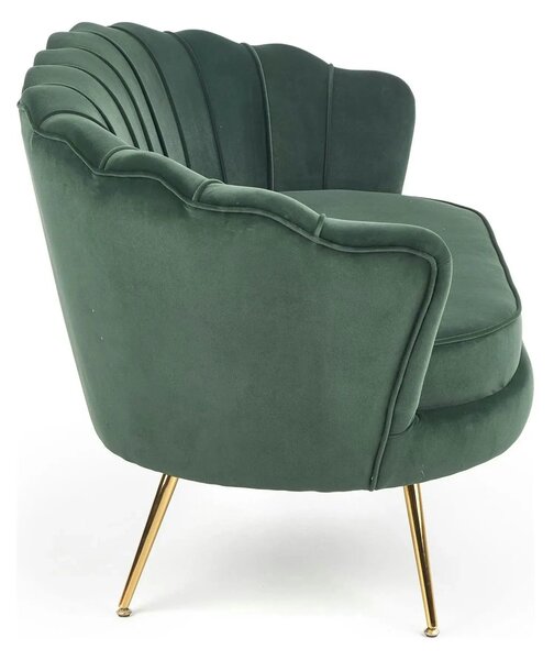 Canapea AMORINITO XL, verde/auriu, stofa catifelata, 131x77x77 cm