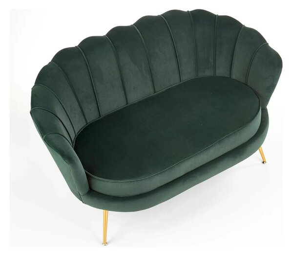 Canapea AMORINITO XL, verde/auriu, stofa catifelata, 131x77x77 cm