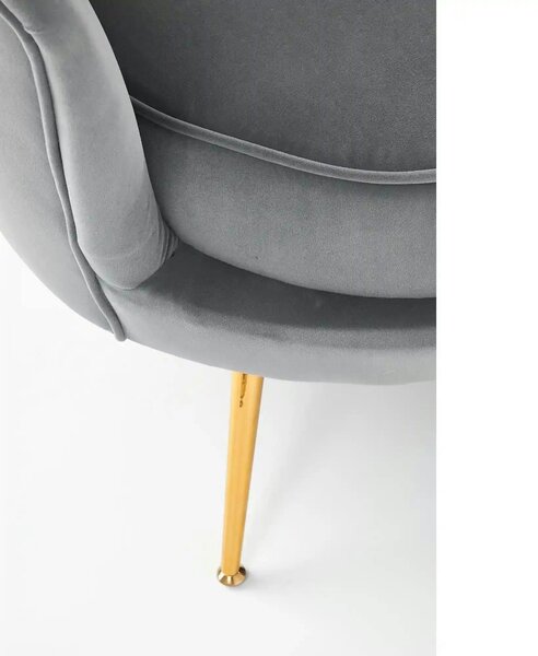 Canapea AMORINITO XL, gri/auriu, stofa catifelata/otel, 131x77x77 cm