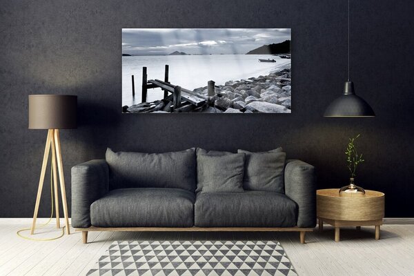 Tablou pe sticla Sea Beach Peisaj pietre gri