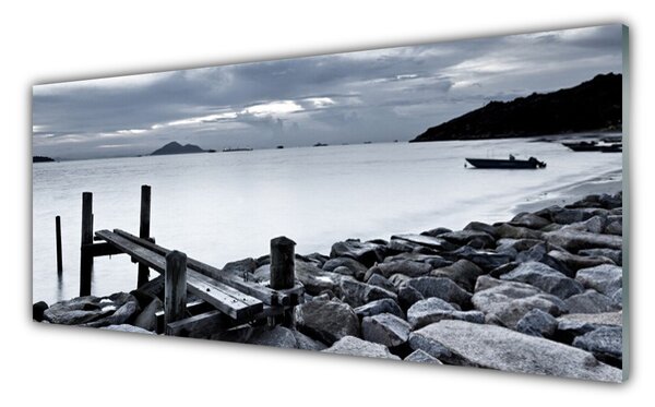 Tablou pe sticla Sea Beach Peisaj pietre gri