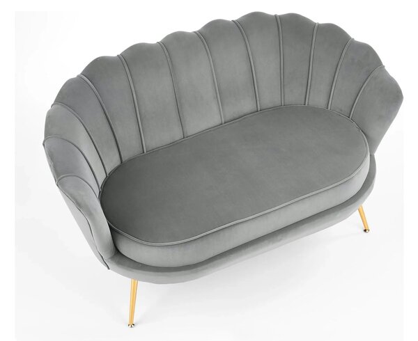 Canapea AMORINITO XL, gri/auriu, stofa catifelata/otel, 131x77x77 cm