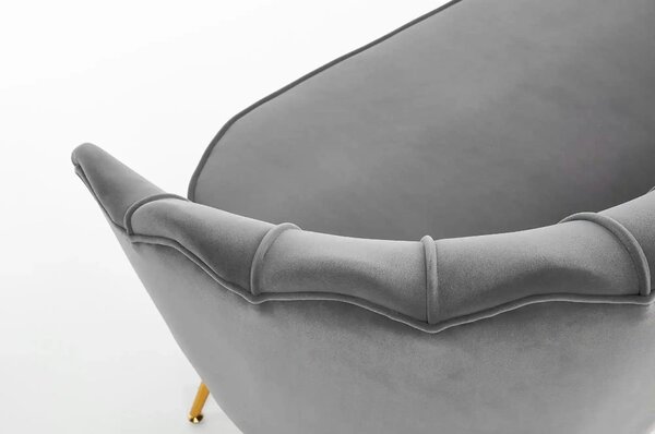 Canapea AMORINITO XL, gri/auriu, stofa catifelata/otel, 131x77x77 cm