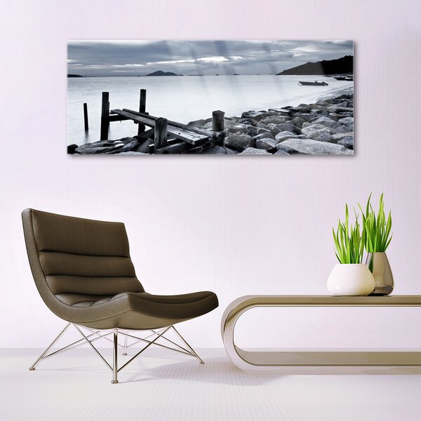 Tablou pe sticla Sea Beach Peisaj pietre gri
