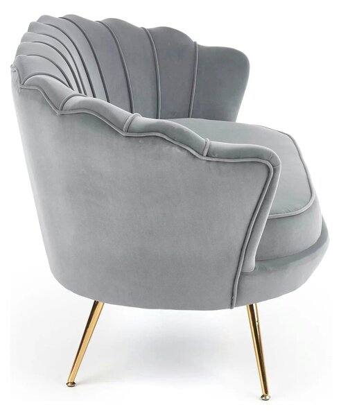 Canapea AMORINITO XL, gri/auriu, stofa catifelata/otel, 131x77x77 cm