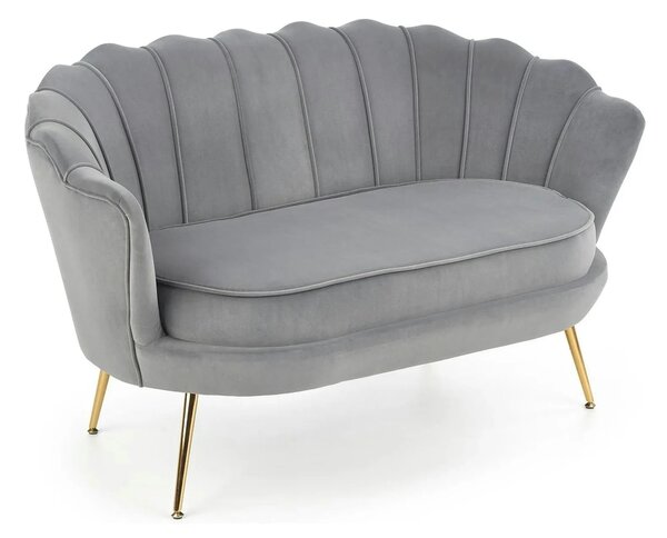 Canapea AMORINITO XL, gri/auriu, stofa catifelata/otel, 131x77x77 cm