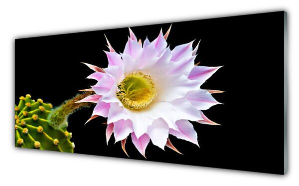 Tablou pe sticla Flori Floral Roz Alb Galben Verde