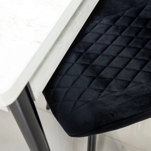 Set masa extensibila Napoli Pin antichizat cu 6 scaune Goteborg negru, DENVER, picioare vopsite negru, 130x80x76 cm