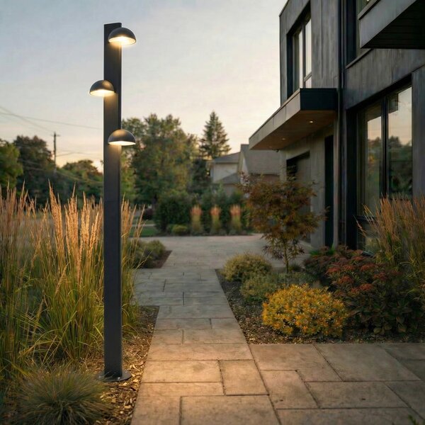 Lucande Lampa de exterior cu LED Velira, negru, 220 cm, 3 becuri, Negru, Metal, Modern