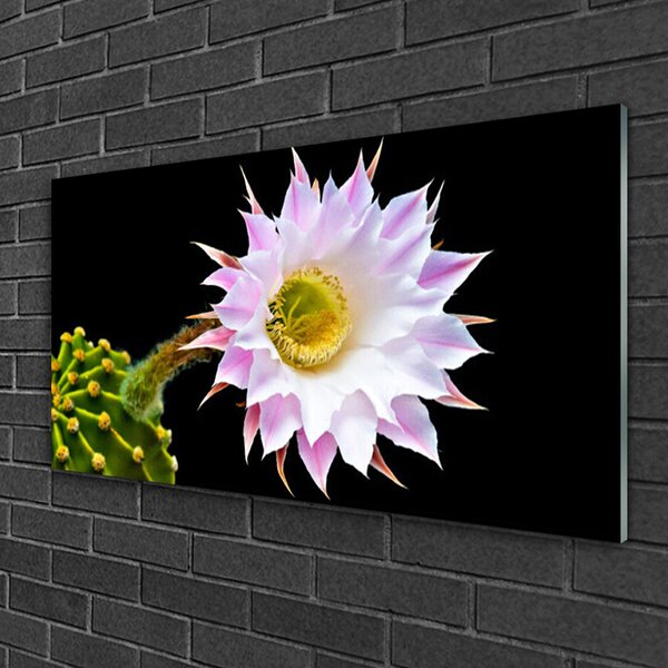 Tablou pe sticla Flori Floral Roz Alb Galben Verde