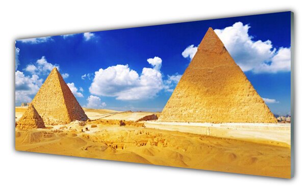 Tablou pe sticla Desert Piramidele Peisaj Galben Albastru