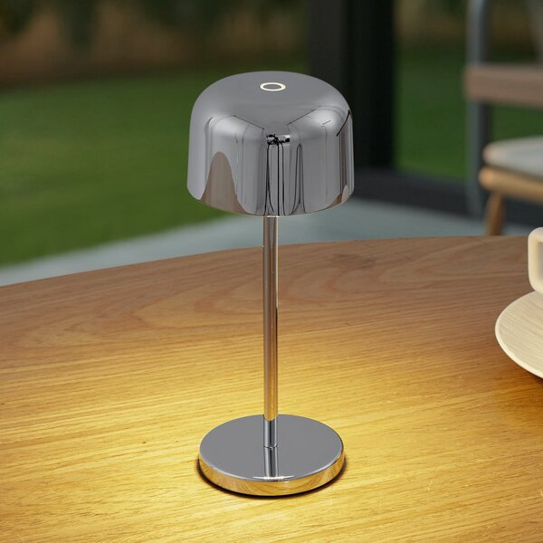 Lucande Lampa de masă LED cu baterie Quill, crom, CCT, dimabil, reglabil, Metalic, Aluminiu, Modern