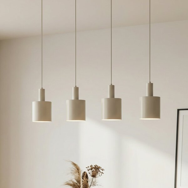 Lindby Lampă suspendată Ovelia, bej, 4 becuri, metal, E27, reglabil, Bej, Bucătărie, Metal, Modern