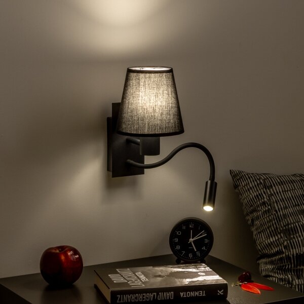 Lampă LED de perete Brilagi NUBILA 1xE27/25W/230V + LED/3W negru