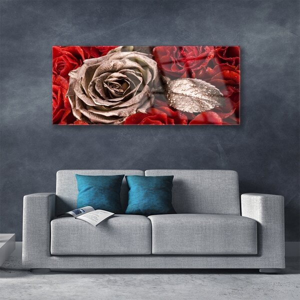 Tablou pe sticla Trandafiri Floral Red