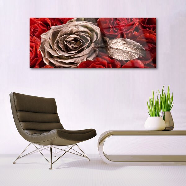 Tablou pe sticla Trandafiri Floral Red