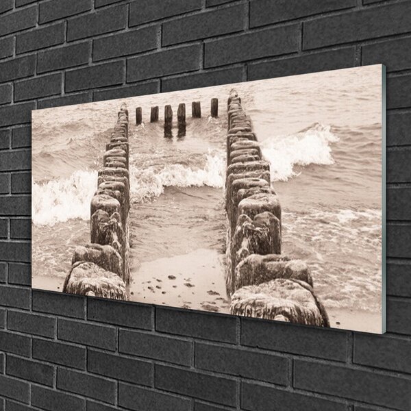 Tablou pe sticla Ocean Beach Arhitectura Sepia
