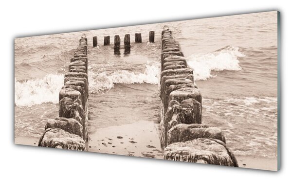 Tablou pe sticla Ocean Beach Arhitectura Sepia