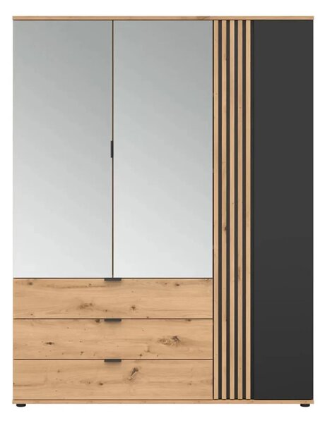 Dulap VABRES, stejar artisan/negru mat, PAL laminat, 151x56x196 cm