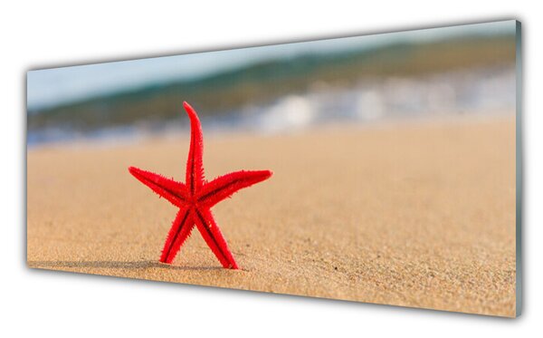 Panou sticla bucatarie Plaja Starfish Art Red