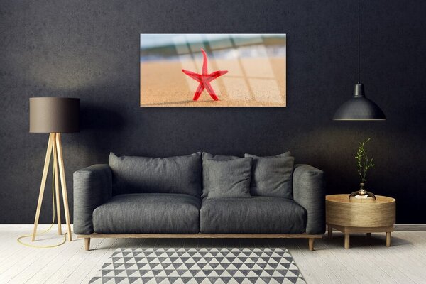 Tablou pe sticla Plaja Starfish Art Red