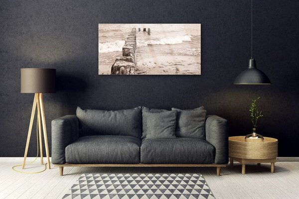 Tablou pe sticla Sea Beach Arhitectura Sepia