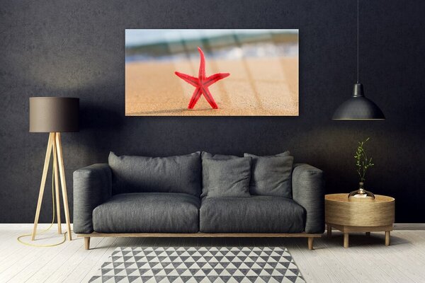 Tablou pe sticla Plaja Starfish Art Red