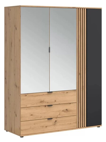 Dulap VABRES, stejar artisan/negru mat, PAL laminat, 151x56x196 cm