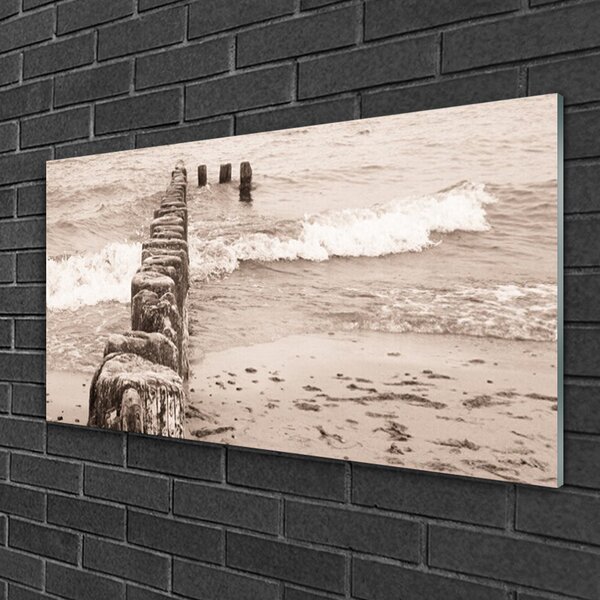 Tablou pe sticla Sea Beach Arhitectura Sepia