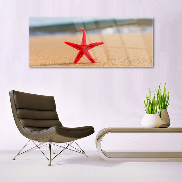 Tablou pe sticla Plaja Starfish Art Red