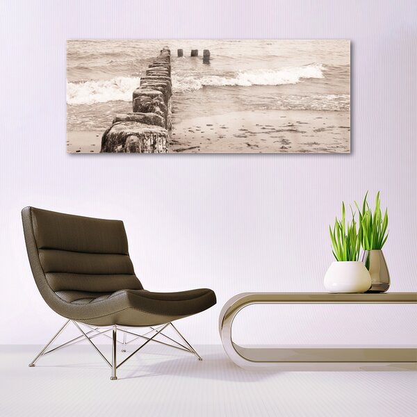 Tablou pe sticla Sea Beach Arhitectura Sepia