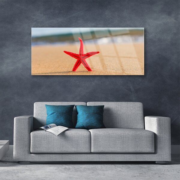 Tablou pe sticla Plaja Starfish Art Red