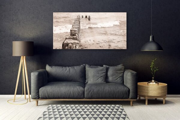 Tablou pe sticla Sea Beach Arhitectura Sepia