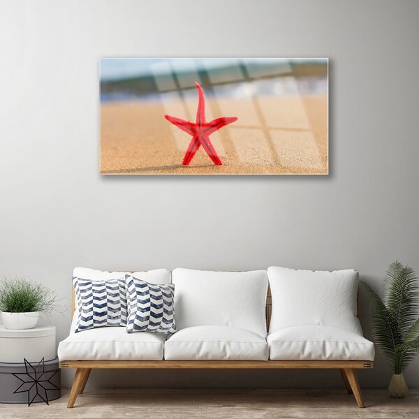 Tablou pe sticla Plaja Starfish Art Red