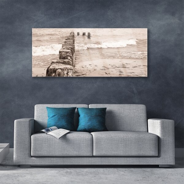 Tablou pe sticla Sea Beach Arhitectura Sepia