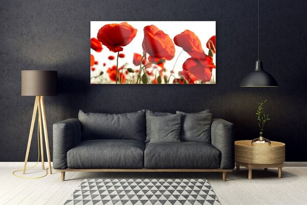 Tablou pe sticla Lalele Floral Red White