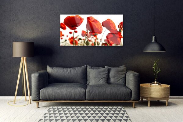Tablou pe sticla Lalele Floral Red White
