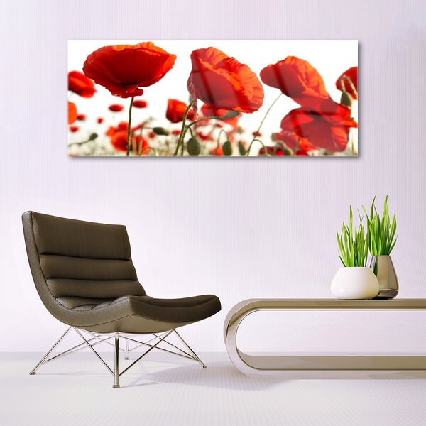 Tablou pe sticla Lalele Floral Red White
