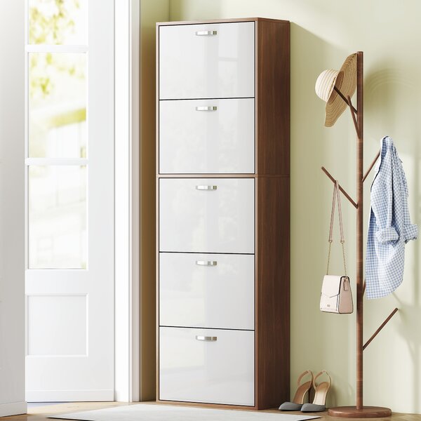 HOMCOM Dulap pentru Pantofi cu 5 Sertare pentru 30 Perechi de Pantofi, 60x28x189 cm, Maro | Aosom Romania