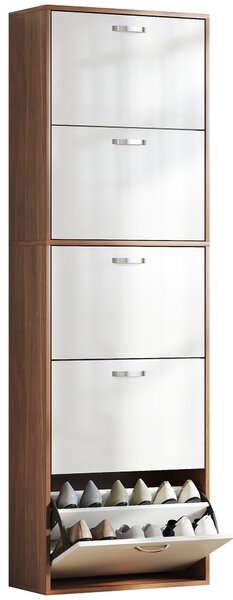 HOMCOM Dulap pentru Pantofi cu 5 Sertare pentru 30 Perechi de Pantofi, 60x28x189 cm, Maro | Aosom Romania