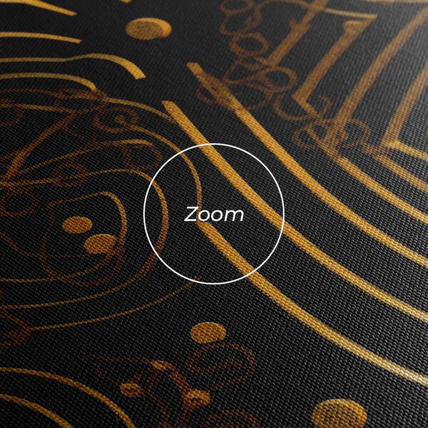 Tablou Canvas, 40x80cm, Dormitor si Living, Abstracte, Abstract cu linii, Gold Circle With Lines (2)
